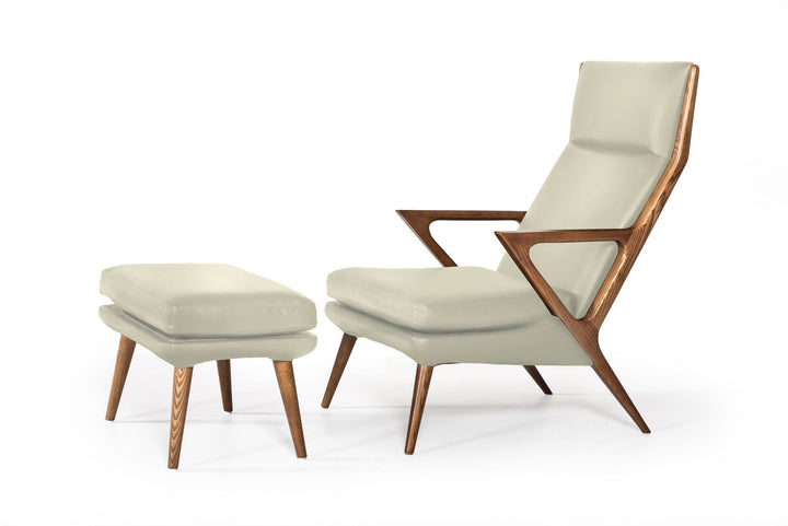 Modrest Fulton Modern Beige Lounge Chair & Ottoman - MONAVILLA