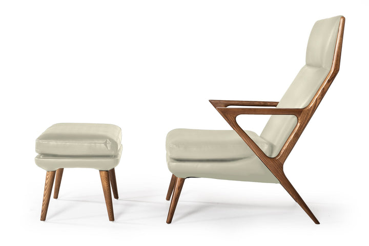 Modrest Fulton Modern Beige Lounge Chair & Ottoman - MONAVILLA