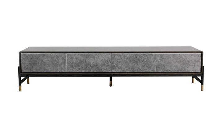 Modrest Gabrielle Contemporary Acacia & Gold TV Stand - MONAVILLA