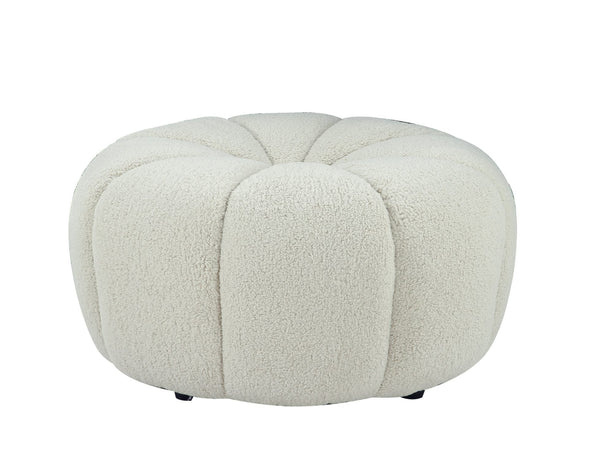 Divani Casa Gadson Contemporary White Sherpa Ottoman - MONAVILLA