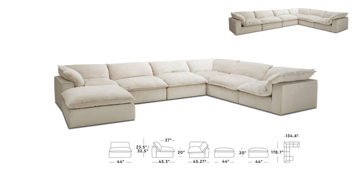 Divani Casa Garman Modern Light Grey U Shaped Sectional Sofa - MONAVILLA