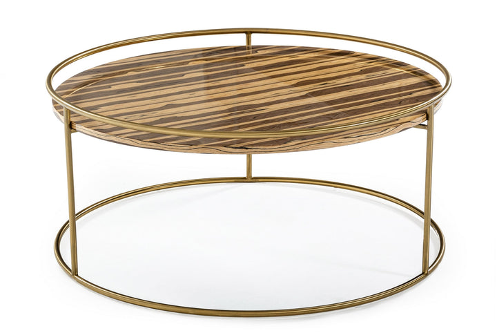 Modrest Gilcrest Glam Brown and Gold Marble Coffee Table - MONAVILLA