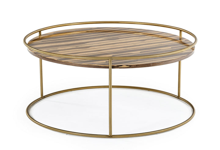 Modrest Gilcrest Glam Brown and Gold Marble Coffee Table - MONAVILLA