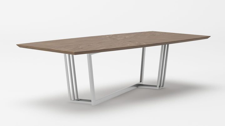 Modrest Gilroy Modern Walnut & Stainless Steel Dining Table - MONAVILLA