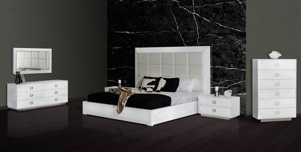 Queen A&X Victoria Modern White Crocodile Bedroom Set - MONAVILLA