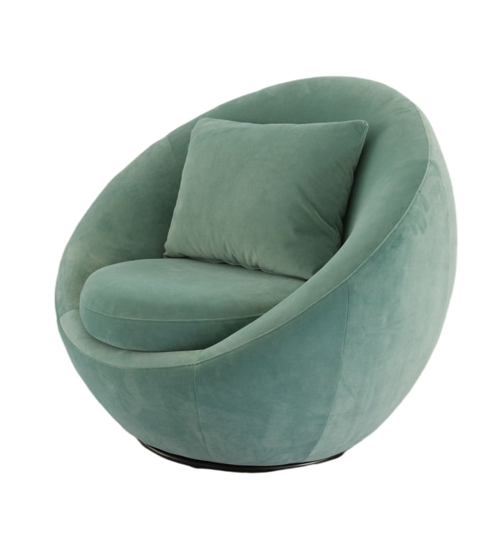 Modrest Gypsum Modern Teal Swivel Accent Chair - MONAVILLA