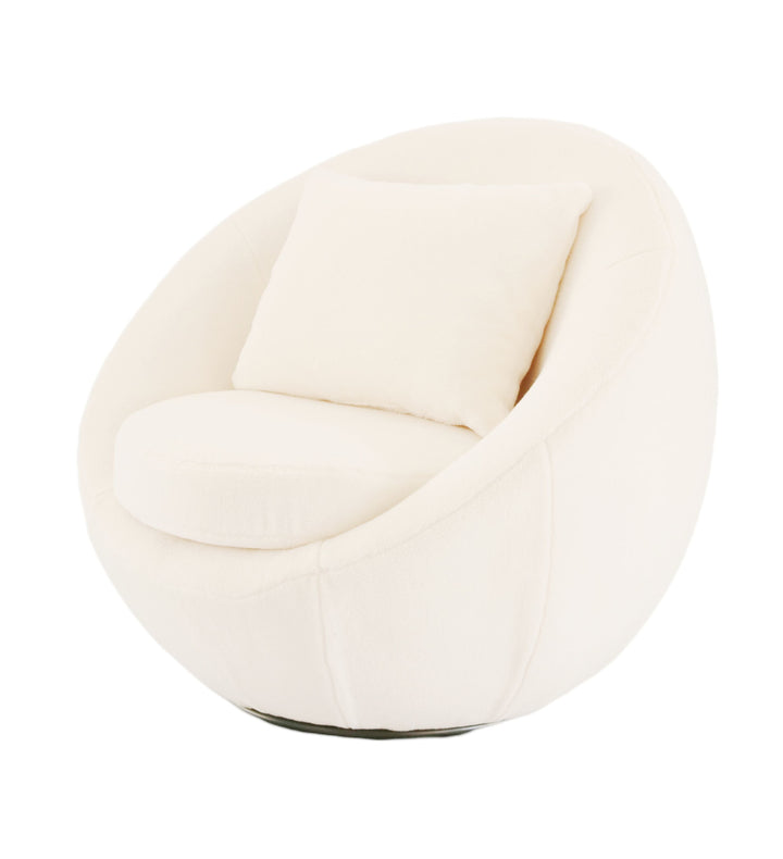 Modrest Gypsum Modern White Swivel Accent Chair - MONAVILLA