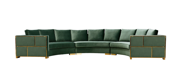 Divani Casa Ritner Modern Green Velvet Curved Sectional Sofa - MONAVILLA