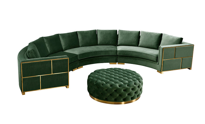 Divani Casa Ritner Modern Green Velvet Curved Sectional Sofa - MONAVILLA