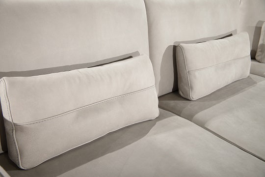 Coronelli Collezioni Hollywood Italian Light Grey Leather RAF Chaise Sectional Sofa - MONAVILLA