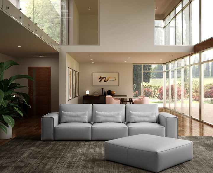 Coronelli Collezioni Hollywood Italian Leather Sofa with Ottoman - MONAVILLA