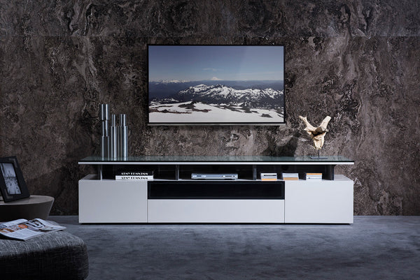 Modrest Hurst Contemporary Grey Gloss TV Stand - MONAVILLA