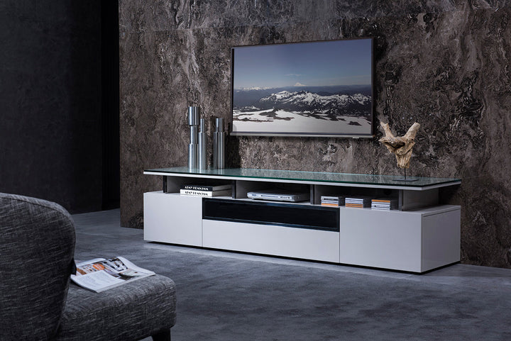 Modrest Hurst Contemporary Grey Gloss TV Stand - MONAVILLA