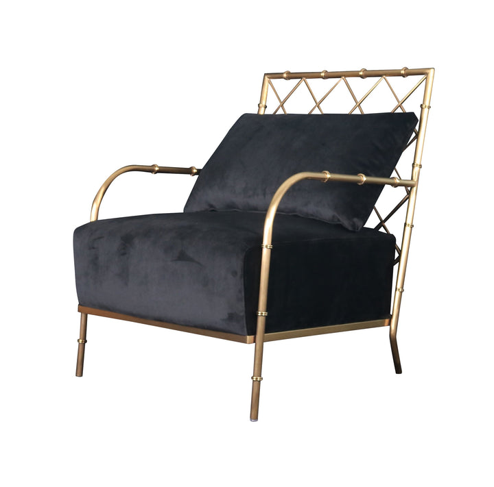 Divani Casa Ignacio Glam Black Velvet & Gold Accent Chair - MONAVILLA