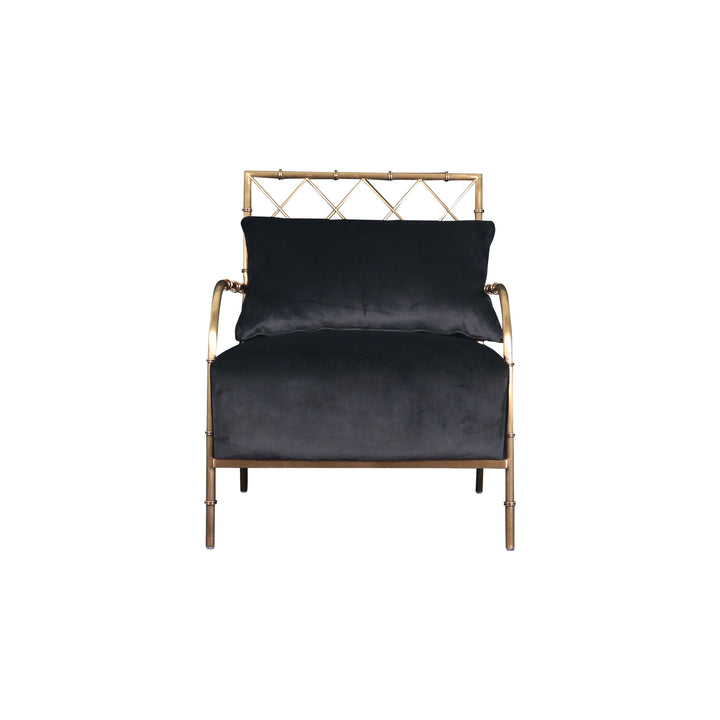 Divani Casa Ignacio Glam Black Velvet & Gold Accent Chair - MONAVILLA