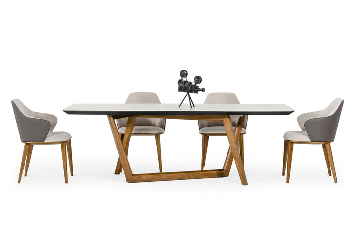 Modrest James Contemporary Walnut & White Dining Table - MONAVILLA