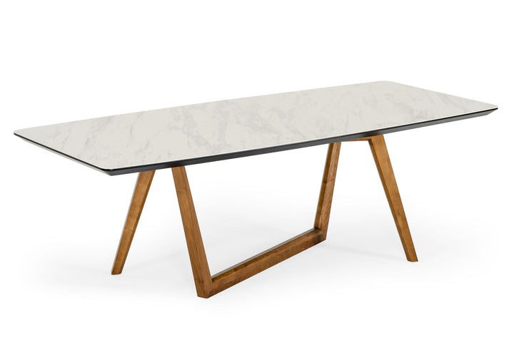 Modrest James Contemporary Walnut & White Dining Table - MONAVILLA