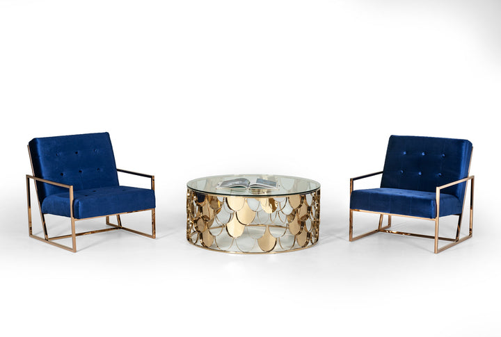 Modrest Javier Modern Glass & Gold Round Coffee Table - MONAVILLA