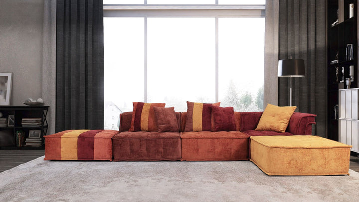 Divani Casa Dubai Modern Multicolored Fabric Modular Sectional Sofa - MONAVILLA