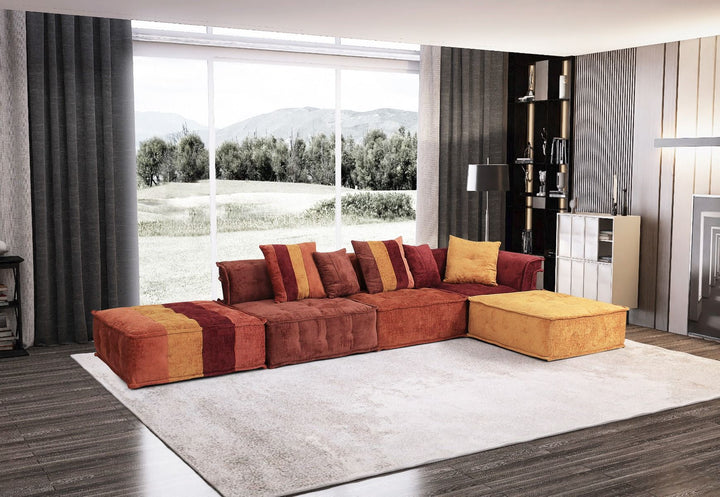 Divani Casa Dubai Modern Multicolored Fabric Modular Sectional Sofa - MONAVILLA