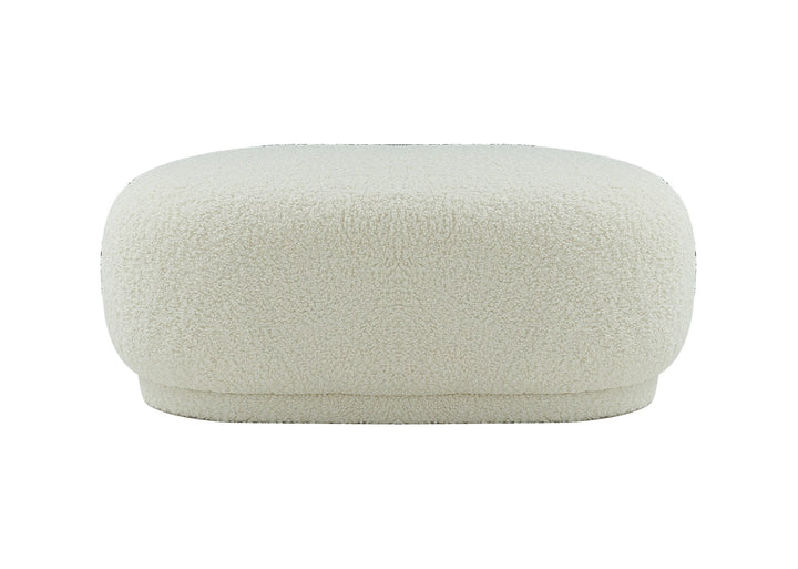 Divani Casa Kael Contemporary White Sherpa Ottoman - MONAVILLA