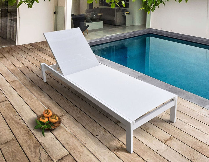 Divani Casa Kayak Modern White Outdoor Chaise Lounge - MONAVILLA