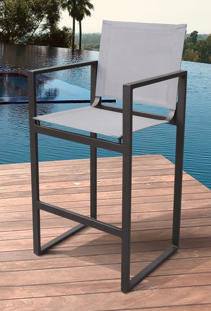 Divani Casa Kayak Modern Charcoal Outdoor Bar Stool - MONAVILLA