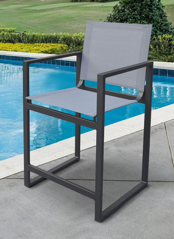 Divani Casa Kayak Modern Dark Charcoal Outdoor Counter Stool - MONAVILLA