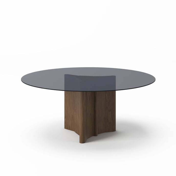 Modrest Kaye Modern Walnut & Glass 71" Round Dining Table - MONAVILLA