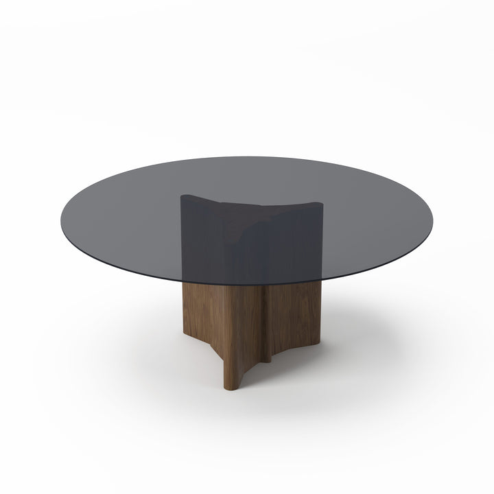 Modrest Kaye Modern Walnut & Glass 71" Round Dining Table - MONAVILLA