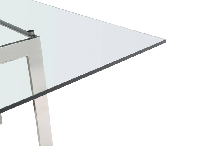 Modrest Keaton Square Modern Glass & Stainless Steel Dining Table - MONAVILLA