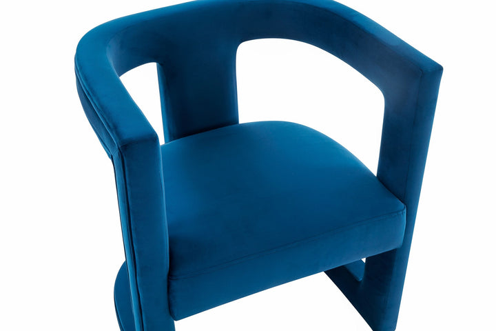 Modrest Kendra Modern Blue Fabric Accent Chair - MONAVILLA