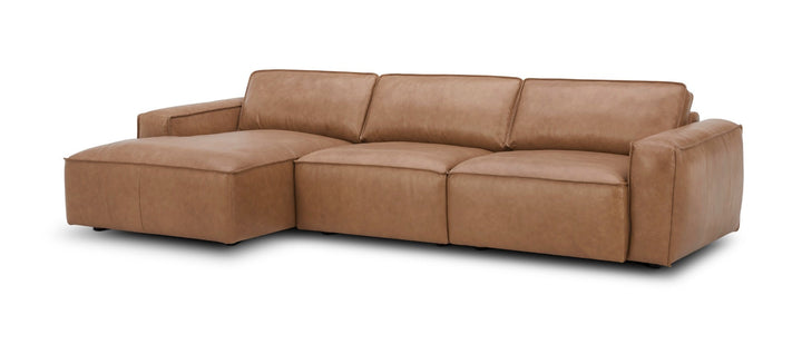 Modrest Cambria Modern LAF Cognac Leather Sectional Sofa - MONAVILLA