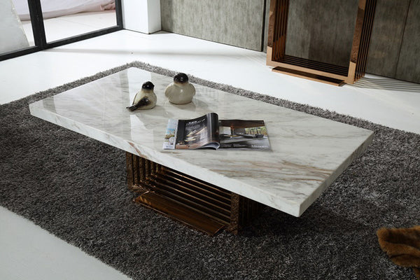 Modrest Kingsley Modern Marble & Rosegold Coffee Table - MONAVILLA