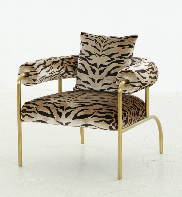 Modrest Kola Gold Zebra Print Accent Chair - MONAVILLA