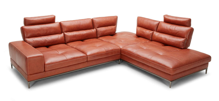 Divani Casa Kudos Modern Cognac RAF Chaise Sectional Sofa - MONAVILLA