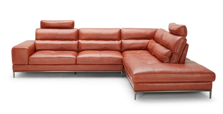 Divani Casa Kudos Modern Cognac RAF Chaise Sectional Sofa - MONAVILLA