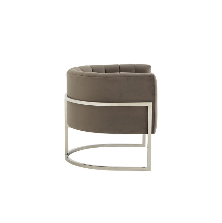 Modrest Landau Modern Grey Velvet & Stainless Steel Accent Chair - MONAVILLA