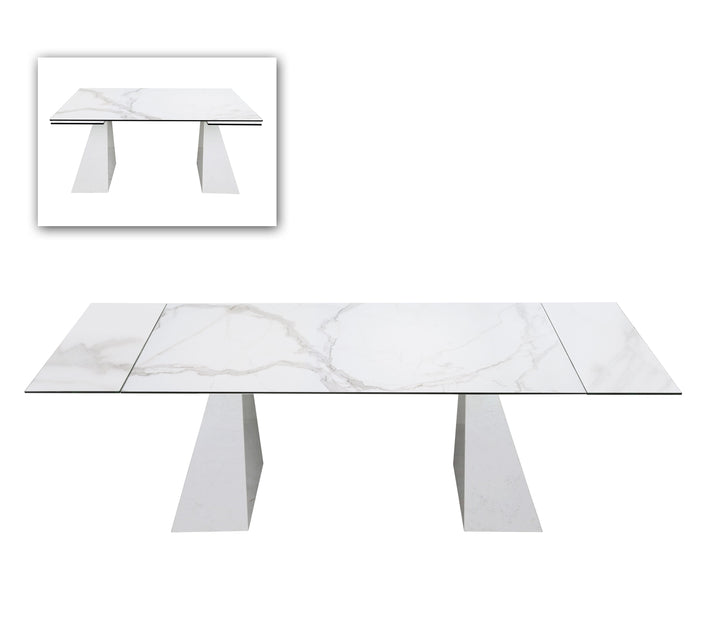 Modrest Latrobe Modern White Ceramic Quartz 118" Extendable Dining Table - MONAVILLA