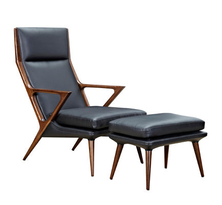 Modrest Fulton Modern Black Lounge Chair & Ottoman - MONAVILLA