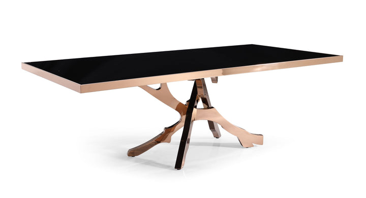 Modrest Legend Modern Black Glass & Rosegold Dining Table - MONAVILLA