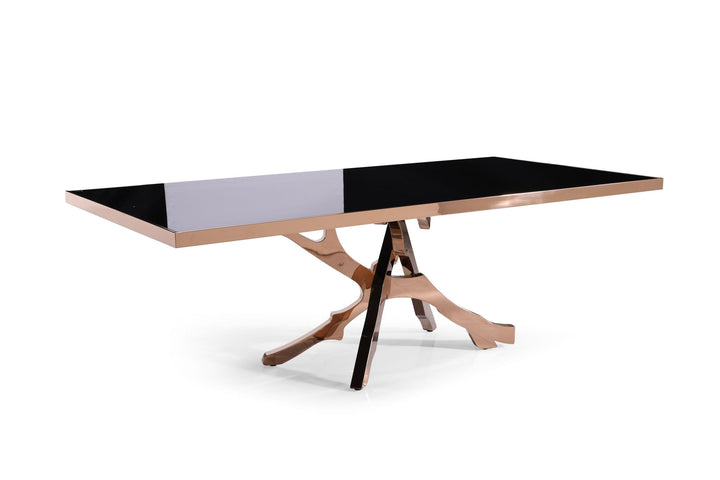 Modrest Legend Modern Black Glass & Rosegold Dining Table - MONAVILLA