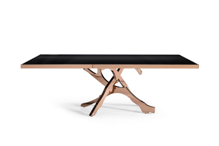 Modrest Legend Modern Black Glass & Rosegold Dining Table - MONAVILLA