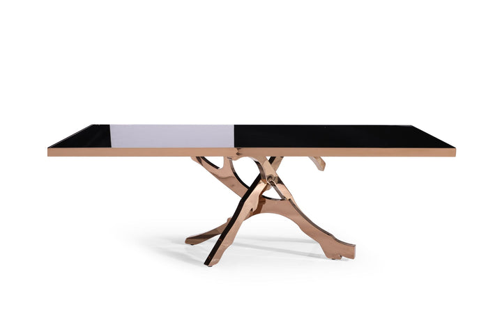 Modrest Legend Modern Black Glass & Rosegold Dining Table - MONAVILLA