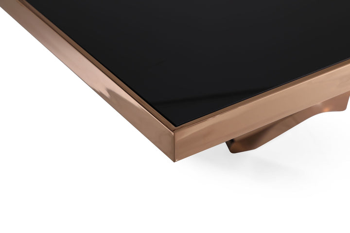 Modrest Legend Modern Black Glass & Rosegold Dining Table - MONAVILLA