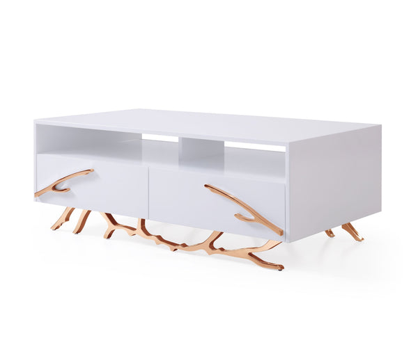 Modrest Legend Modern White & Rosegold Coffee Table - MONAVILLA