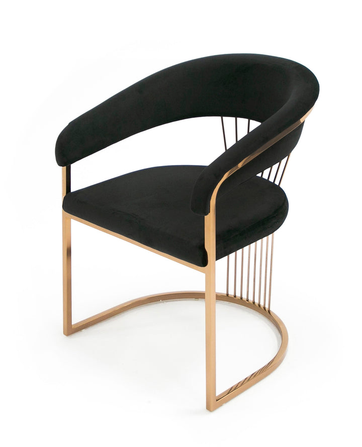 Modrest Linda Modern Black Velvet and Rosegold Dining Chair - MONAVILLA