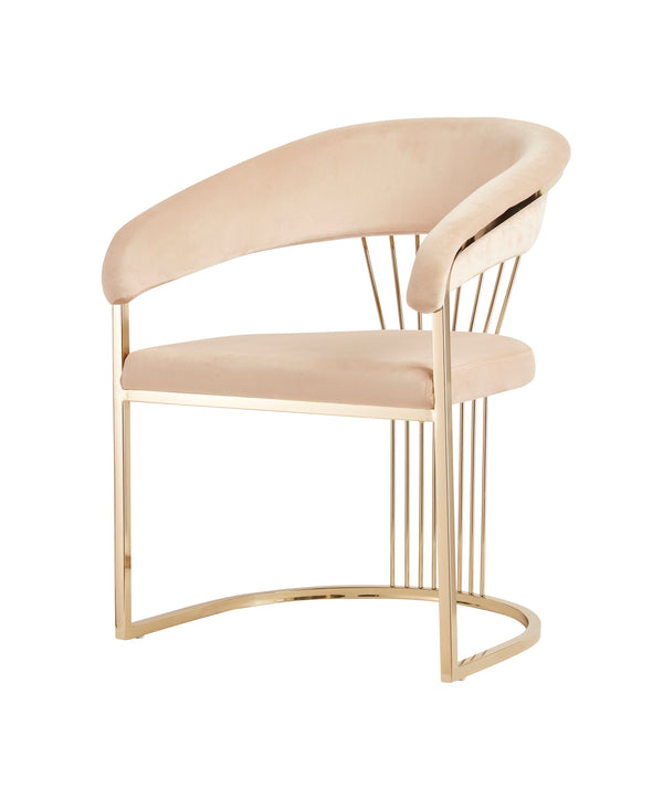 Modrest Linda Modern Beige Velvet and Gold Dining Chair - MONAVILLA