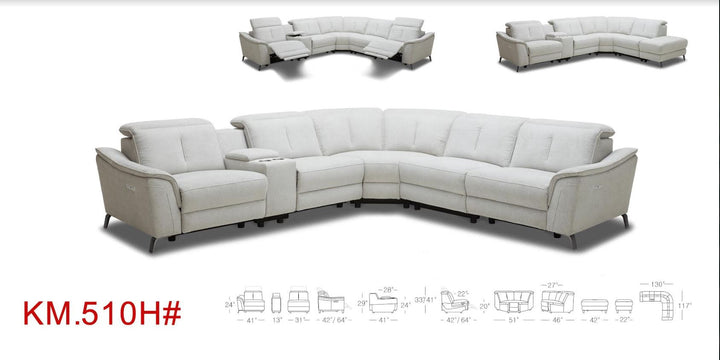 Divani Casa Lloyd Modern Grey Fabric Sectional with Recliners & Console - MONAVILLA