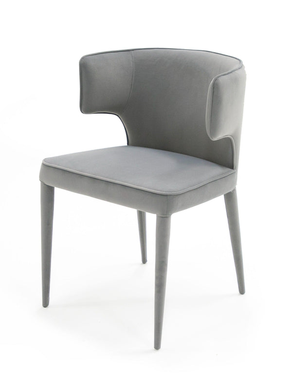 Modrest Lucero Modern Grey Velvet Arm Dining Chair - MONAVILLA